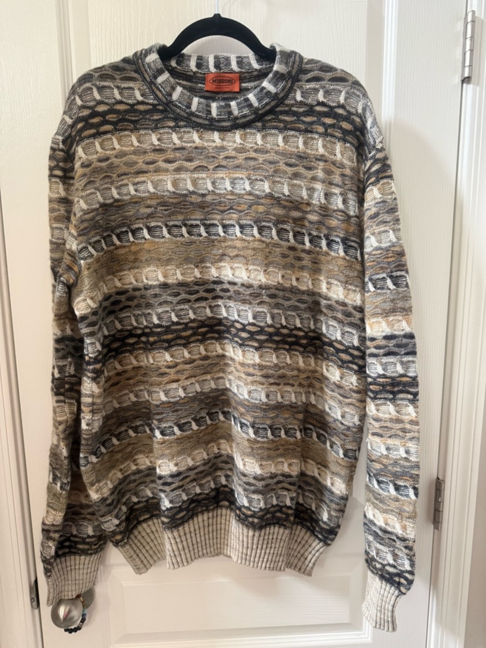 Missoni Sweater Mens L | Wool Mohair | Italy | Textured Knit Crewneck |Designer